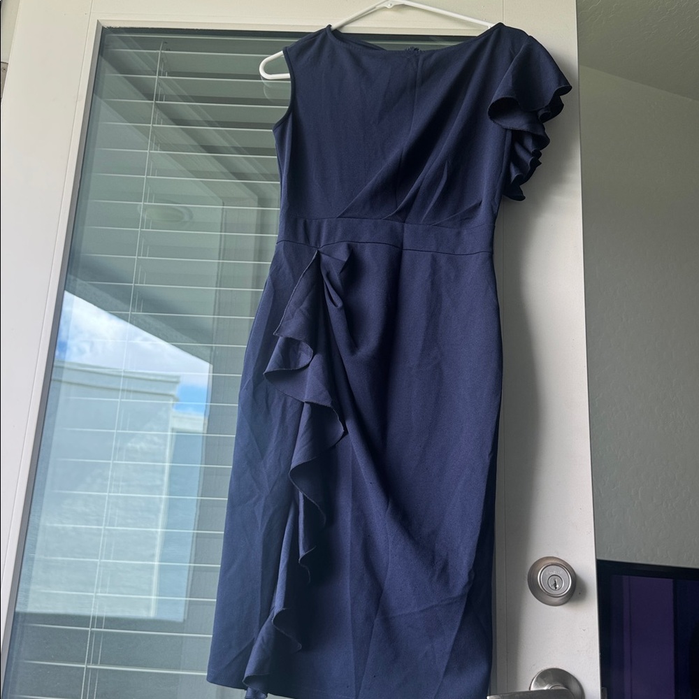 Elegant Navy Blue Ruffle Dress